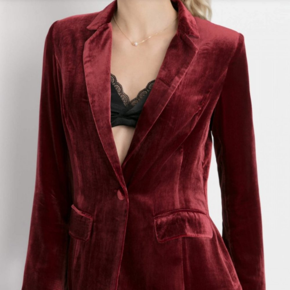 Lilysilk Red Velvet Blazer